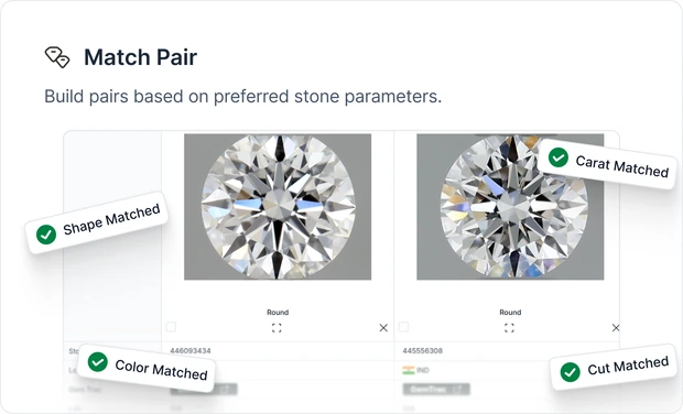Two round diamonds compared by shape, colour, carat and cut